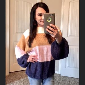 Storia boutique striped loose sleeve sweater S